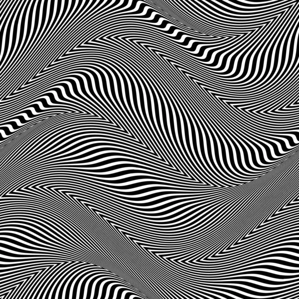 Ilustración Vectorial Arte Óptico Líneas Negras Distorsionadas Fondo Rayas Retorcidas — Vector de stock