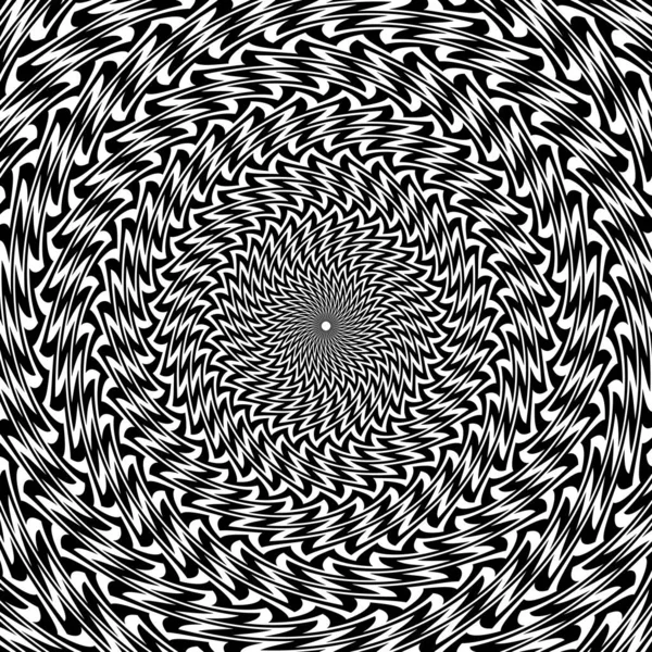 Modèle Circulaire Art Optique Rayures Zigzag Noir Arrière Plan Trippy — Image vectorielle