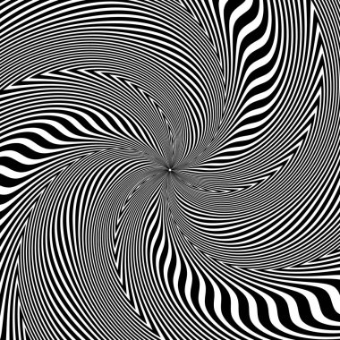 Dalgalı siyah çizgilerin sanat sarmalı şekli. Çarpık çizgili arkaplan tasarımı.