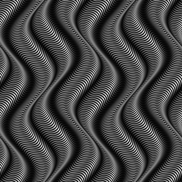 単色の波状縞のベクトルエンボスシームレスパターン 壁紙デザインのための光アートグラデーションテクスチャ — ストックベクタ