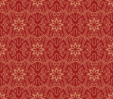 Lüks, klasik, dikişsiz desen. Simetrik moda romantik duvar kâğıdı. Yinelenen kumaş süsü.
