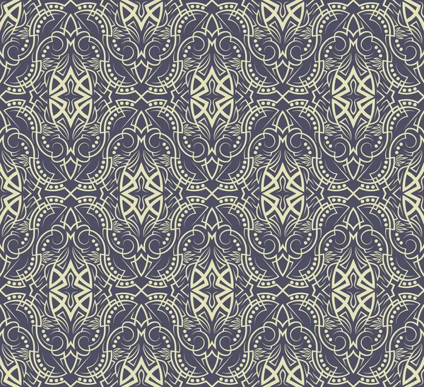 Gothic Vintage Seamless Pattern Symmetric Medieval Style Wallpaper Vector Bicolor — Stock Vector