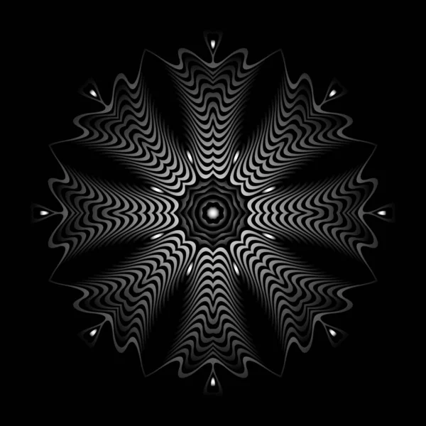 Optisk Konst Dekorativ Mandala Oktagonalt Mönster Monokroma Lutningsränder Tribal Heliga — Stock vektor
