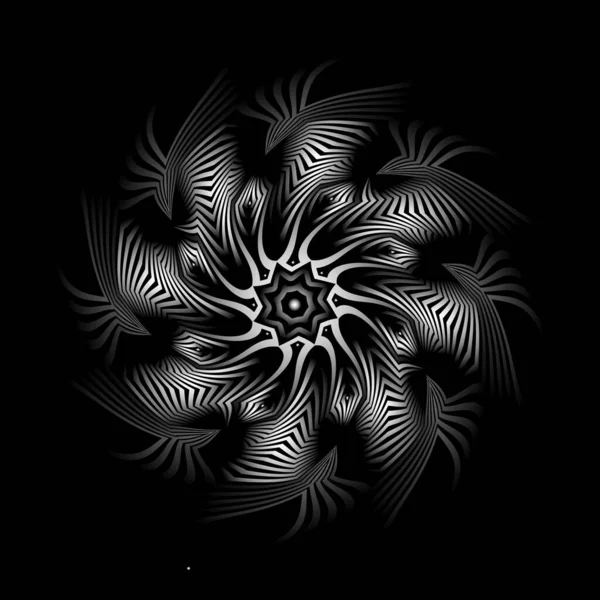 Art Optique Spirale Monochrome Mandala Modèle Rayé Gradient Octogonal Tribal — Image vectorielle