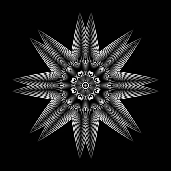 Art Optique Étoile Huit Branches Symbole Monochrome Sacré Tribal — Image vectorielle