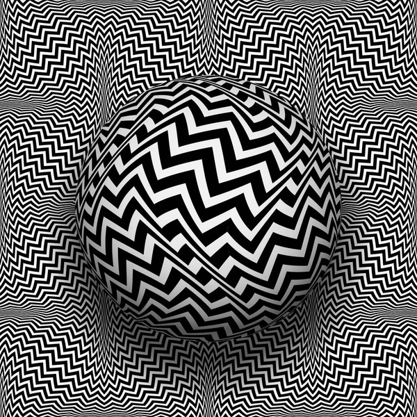 Hypnotic Sphere Patterned Warped Texture Vector Black White Optical Art — Wektor stockowy