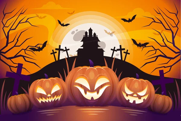 Happy Halloween Scary Pumpkin Night — Stock Vector