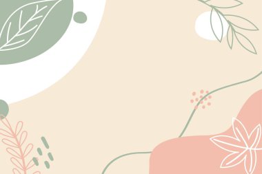 Yapraklar ve pastel renklerle soyut arkaplan