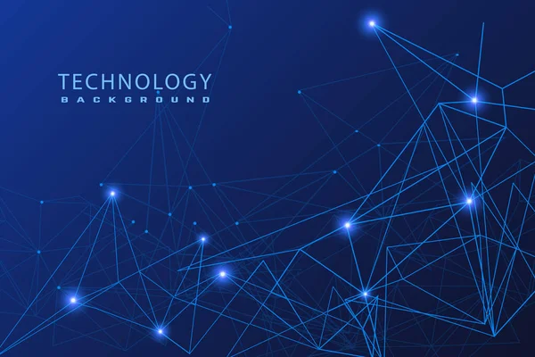 Technologia Neon Niebieski Tło Szablon — Wektor stockowy