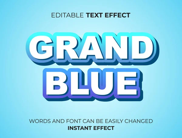 Grand Blue Text Effect Typogrpahy — Stock Vector