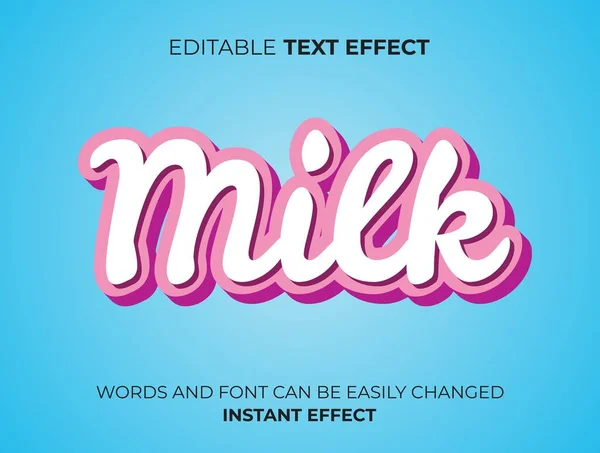 Rosa Milch Text Effekt Typografie — Stockvektor