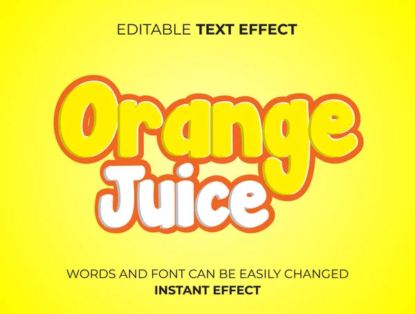 Orange Juice Text Effect Typography — Stock Vector