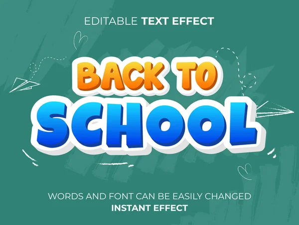 Back School Text Effect Typography — Stock Vector