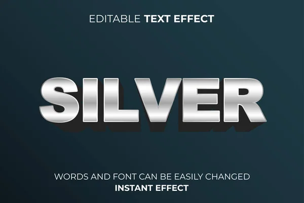 Stříbrný Metalický Textový Efekt Typografie — Stockový vektor