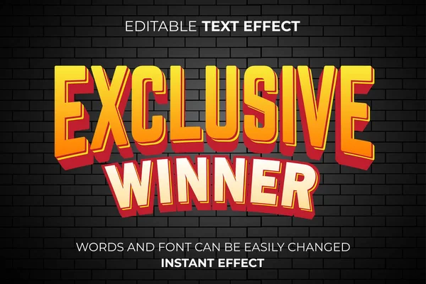 Editable Text Effect Exclusive Winner Game Text Effect — Stock Vector