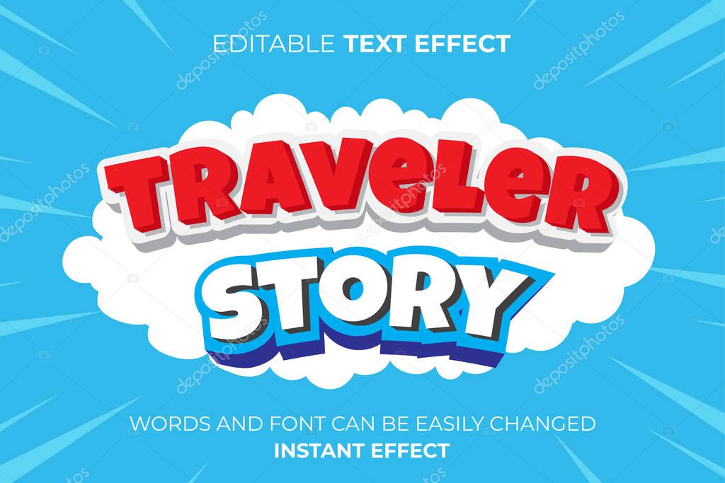 Traveler 3d text effect typography