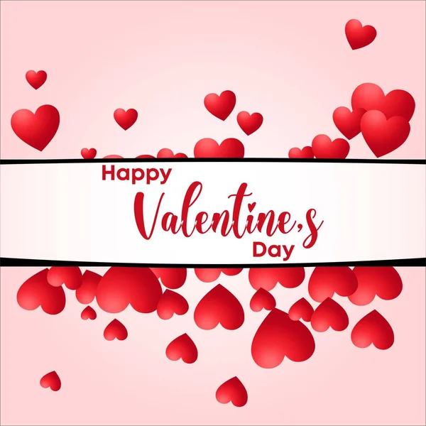 Šťastný Valentýn Text Mnoho Srdce Mnoha Velikostech — Stockový vektor