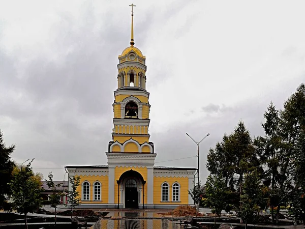 Church with a tower and a bell tower