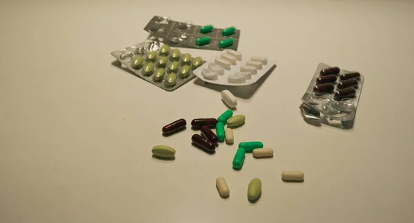 Colorful Capsules Pills Closeup White — Stock Photo, Image