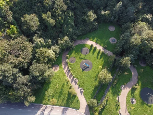 An aerial view of a large patch of some freshly cut, healthy, green grass. — Stock Photo, Image