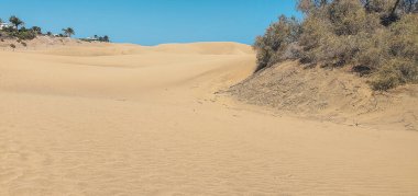 Gran Canaria adasındaki kırmızı kum tepeleri.