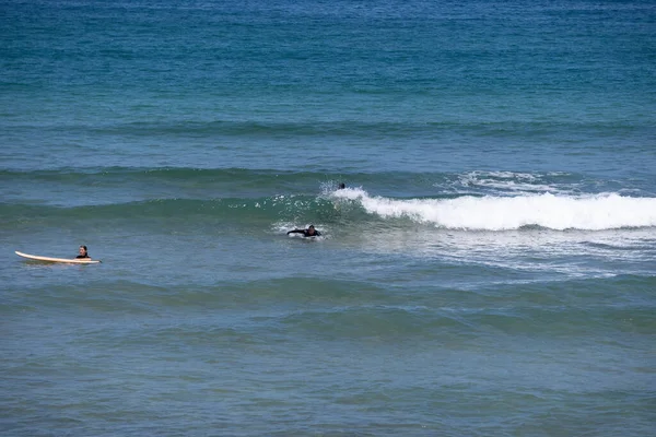 Guipuzkoa Zarautz Spain July 2022 Group Surfers Beaches Zarautz Group —  Fotos de Stock