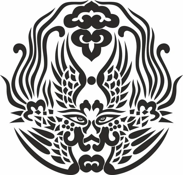 Векторный Монохромный Китайский Свадебный Головной Убор Женского Пола Phoenix Предвестник — стоковый вектор
