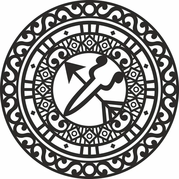 ベクトル ヤカットの飾り お守り お守りの保護者 はさみと矢印 遠く東の図面 北方民族 シベリア ツンドラのパターン — ストックベクタ