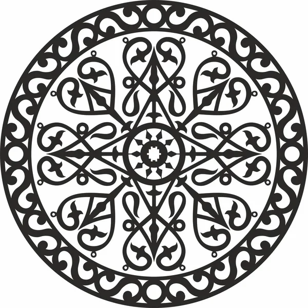 Ozdoba Okrągła Vector Yakut Okrąg Ornament Rysunek Dalekiego Wschodu Wzory — Wektor stockowy