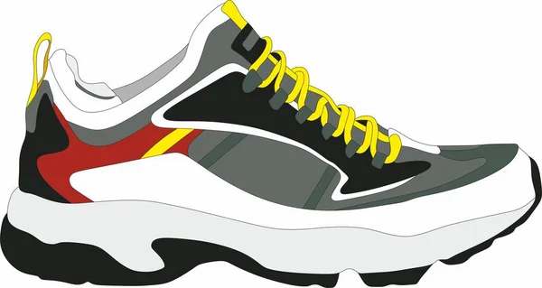 Rysunek Wektorowy Kolorowego Trampka Ludzkie Sportowe Buty Przedmiot Noszony Nodze — Wektor stockowy