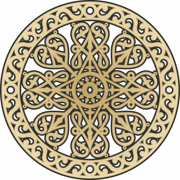 Vektorový Zlatý Kruhový Yakutský Ornament Severní Kruh Vzorce Lidí Tundry — Stockový vektor