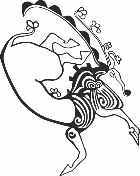 Векторная Татуировка Принцессы Укоки Древний Скифский Рисунок Коже Азиатская Мумия — стоковый вектор