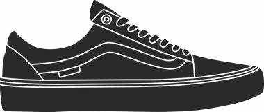 Bir spor ayakkabısının vektör silueti. Spor ayakkabıların gölgesi. Kum temizleme, entrikacı ve lazer kesme için uygun