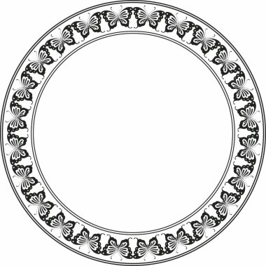 Kelebeklerden oluşan tek renkli bir çerçeve. Klasik böcek çemberi. Kum temizleme, entrikacı ve lazer kesme için uygun