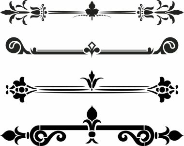 Klasik monogram vektör kümesi. Metnin sonunda kıvrıl. Antik Yunan deseni, Roma İmparatorluğu. Typographic süslemesi