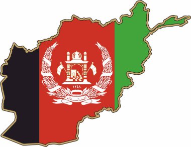 Afganistan Cumhuriyeti 'nin vektör haritası. Ülke sembolü, bayrak ve arma