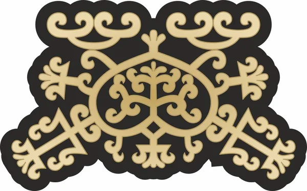 Oro Vettoriale Sfondo Nero Amuleto Yakut Ornamento Degli Antenati Dei — Vettoriale Stock