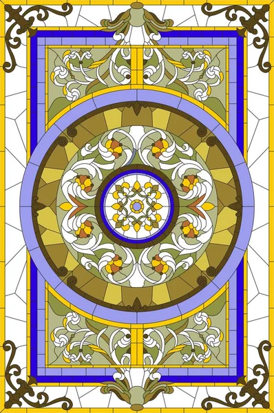 Modèle Vectoriel Pour Les Vitraux Plafond Motif Classique Lilas Romain — Image vectorielle