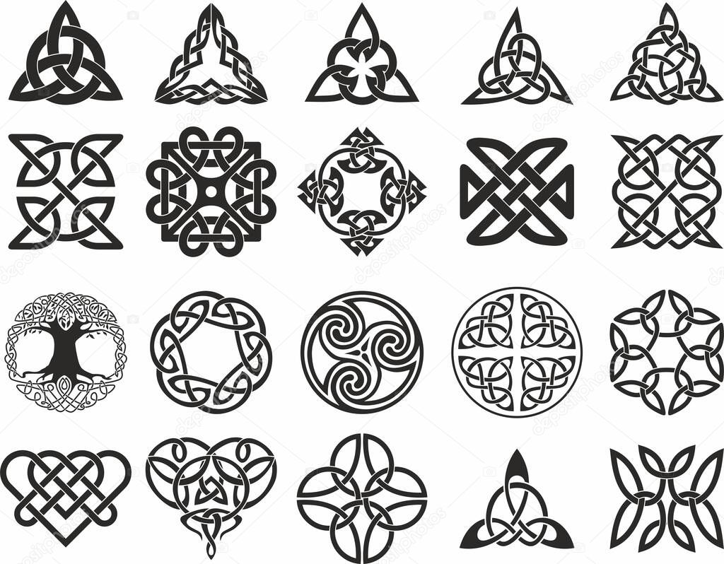 Vector set of celtic symbols and signs. For tattoo, sandblasting, plotter and laser cutting.