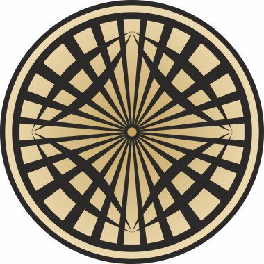 Vector geometric round gold pattern. Ornamental circle, abstraction