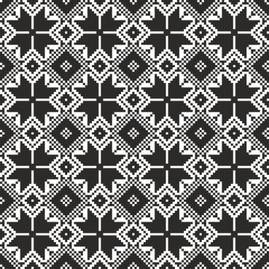 Vector seamless Ukrainian pattern. Ornament of the Slavic peoples of Eastern Europe. Cross stitch pattern