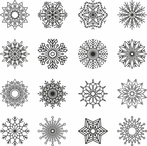 Vector set of monochrome snowflakes. Decoration with winter symbols