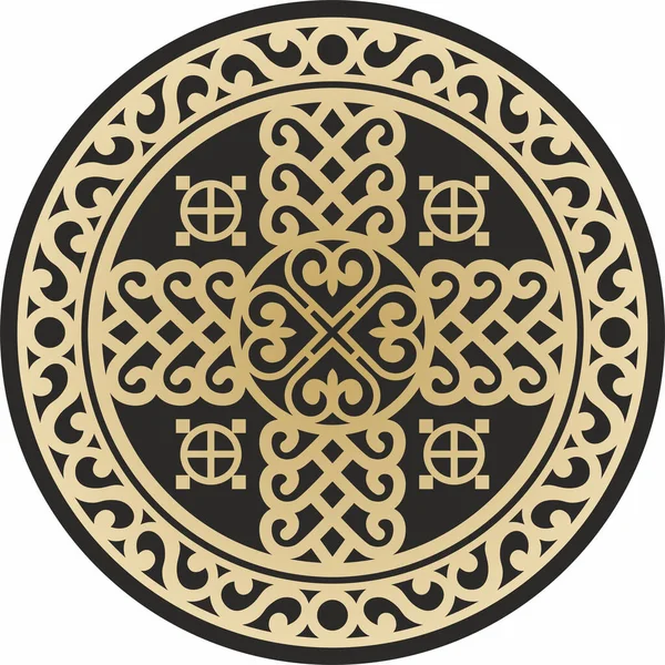 Vector Golden National Yakut Circle Ant Amulet Protection Hearth Pattern — Vettoriale Stock