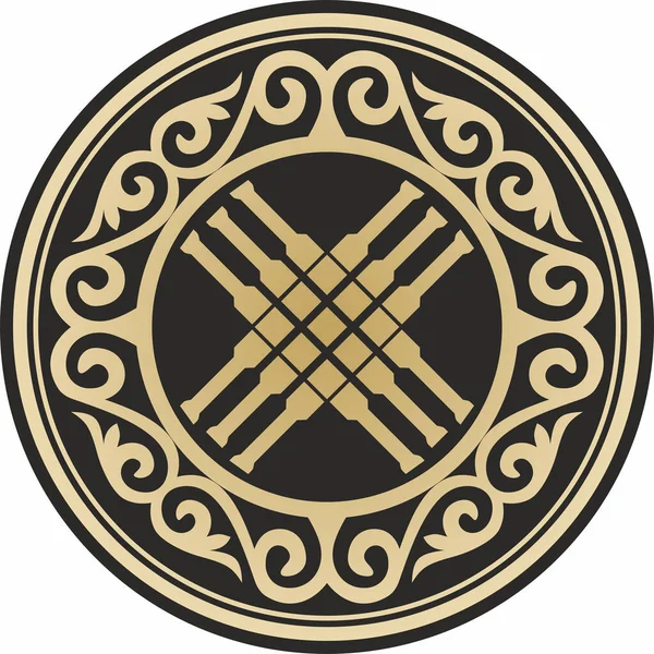 Altın Ulusal Kazak çemberi, Shanyrak. Yurt dekorasyonu. Kırgız, Moğollar, Moğollar, Kalmykler, Buryatlar 'ın göçebe halkları. Türk kabilelerinin etnik süsleri