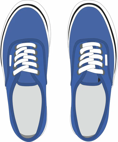 Vector Drawing Gumshoes Blue Sneakers Pair Running Shoes — стоковый вектор