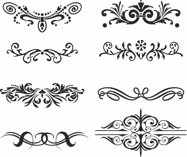 Monogram Vektör Kümesi Hanedan Süslemeleri Tasarımcı Metin Ayırıcıları Çizgilerdeki Desenler — Stok Vektör