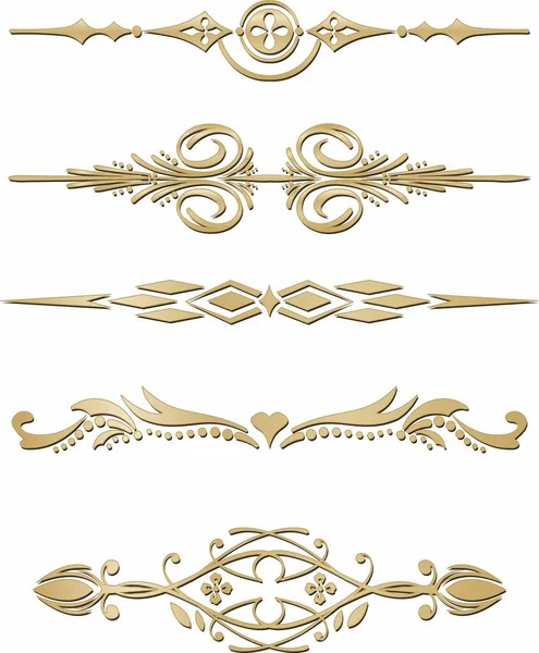 Vektor Set Von Goldmonogrammen Heraldischen Ornamenten Designer Textteiler Muster Aus — Stockvektor