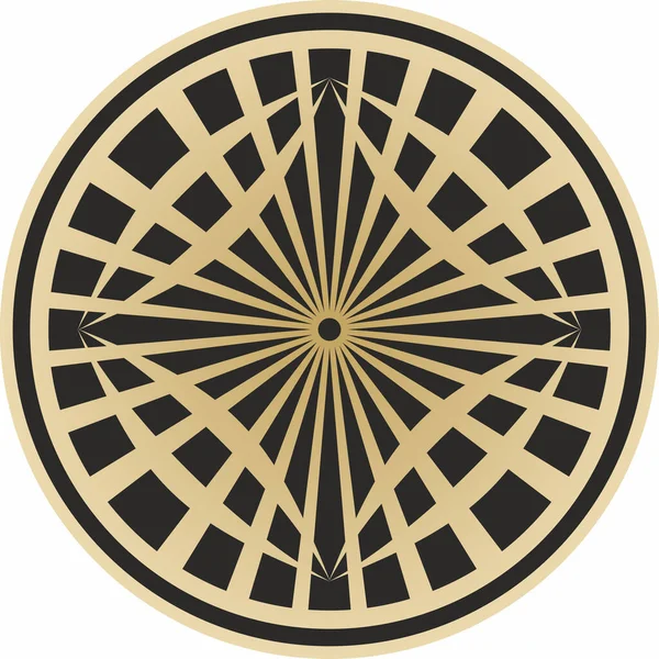 Vettoriale Modello Geometrico Rotondo Oro Cerchio Con Ornamento Astratto Sole — Vettoriale Stock