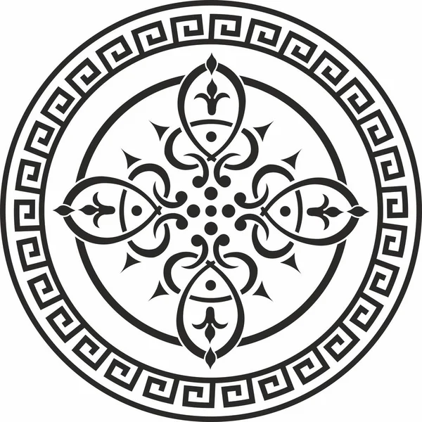 Vetor Redondo Ornamento Grego Passeie Círculo Padrão Circular Arquitetura Roma — Vetor de Stock