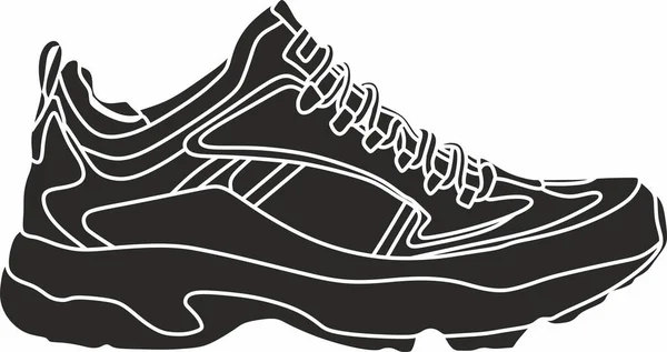 Dessin Vectoriel Monochrome Une Sneaker Chaussures Sport Course — Image vectorielle